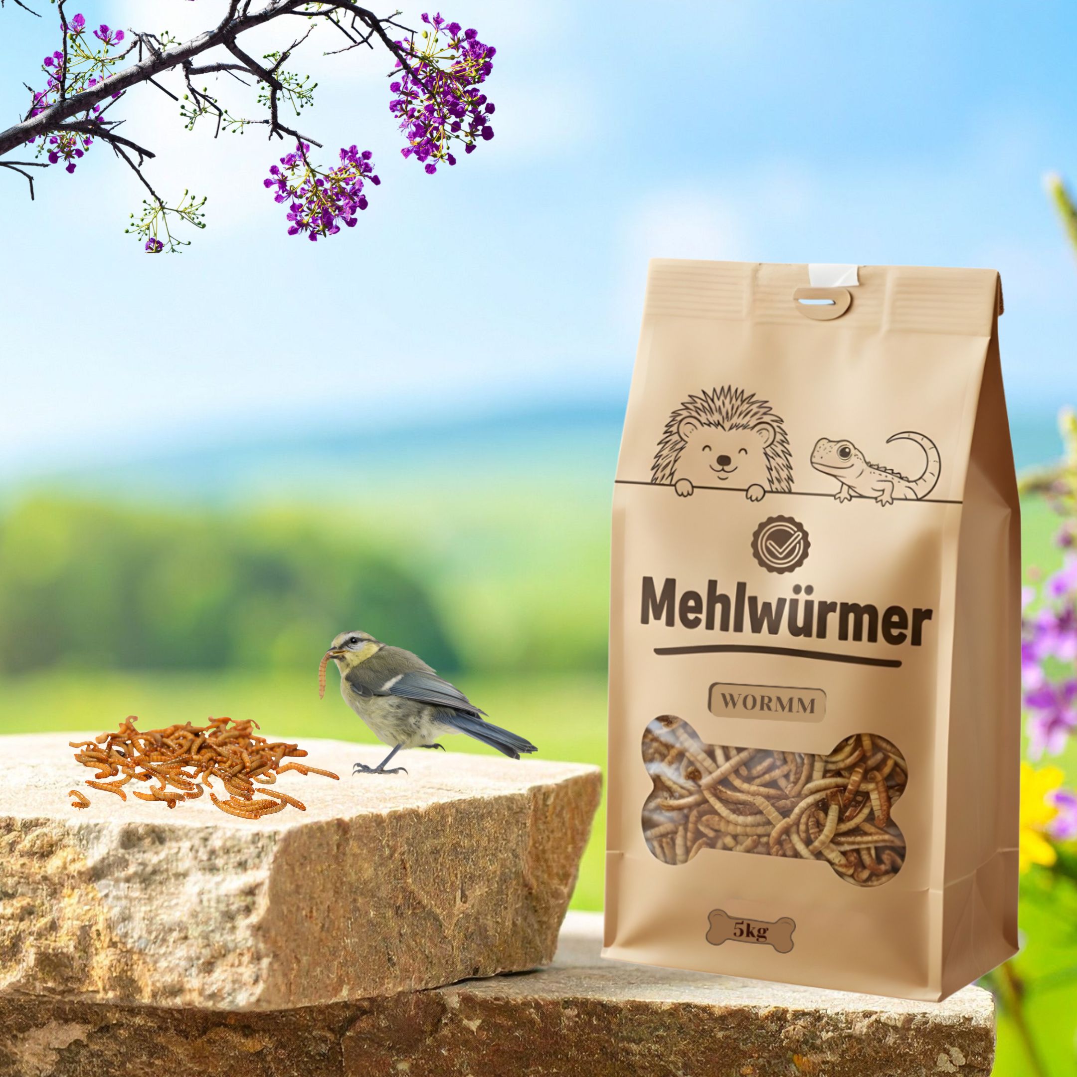 5KG Karton mit vogel auf stein